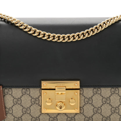 Gucci GG Supreme Monogram Calfskin Medium Padlock Shoulder Bag Beige Black Cuir 8 of 12