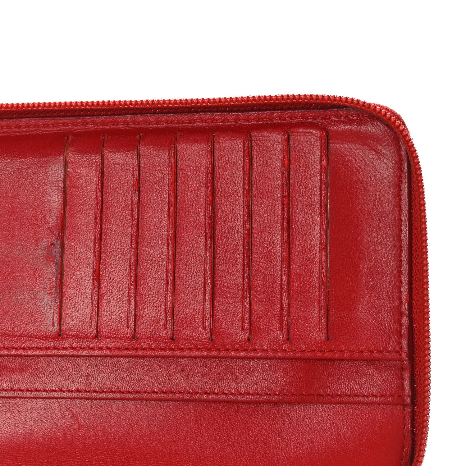 Chanel Lambskin Camellia Embossed Zip Around Organizer Wallet Red 16 of 16