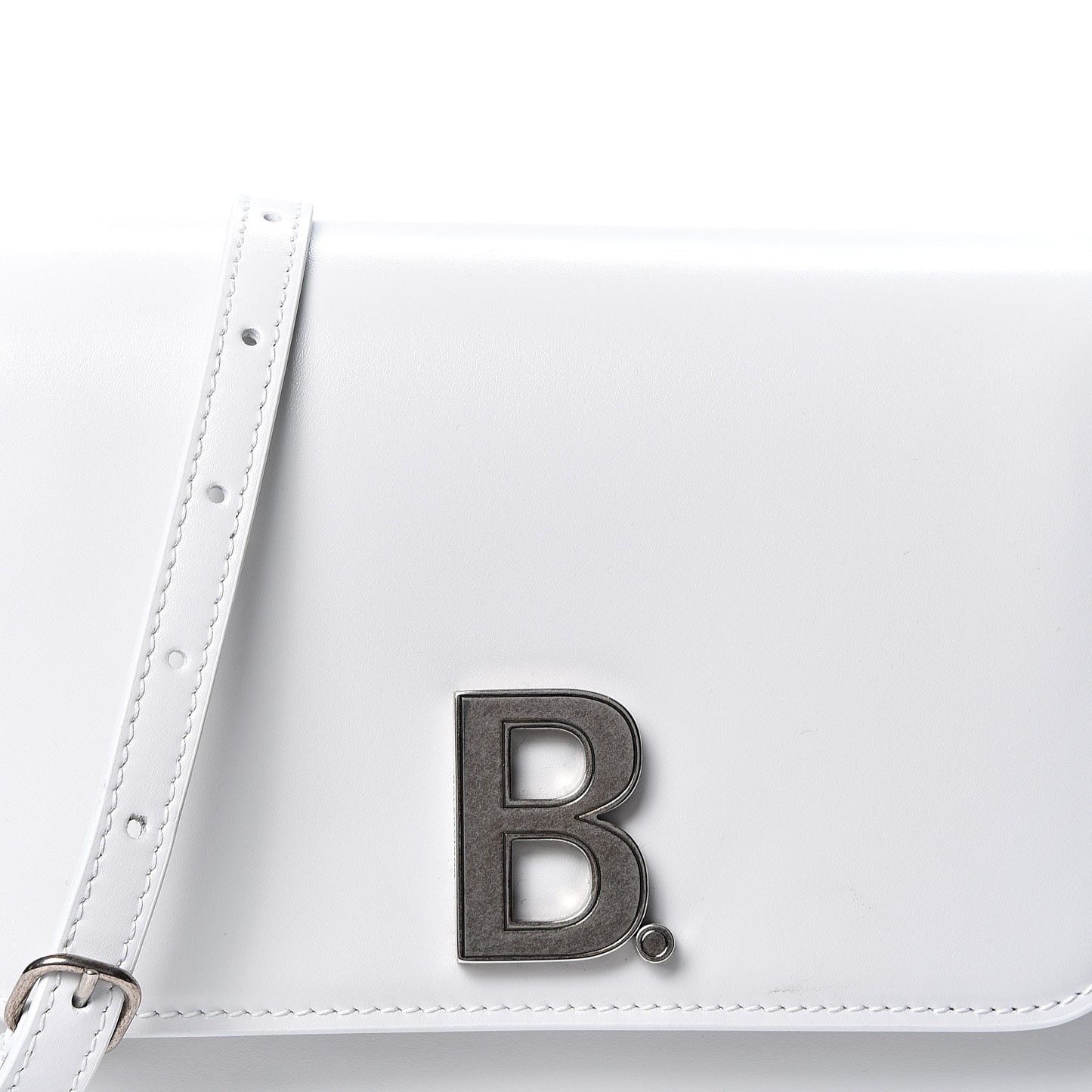 Shiny Box Calfskin Small B Bag White
