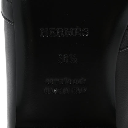 Hermes Calfskin Fringe Oz Mules 38.5 Black 7 of 10