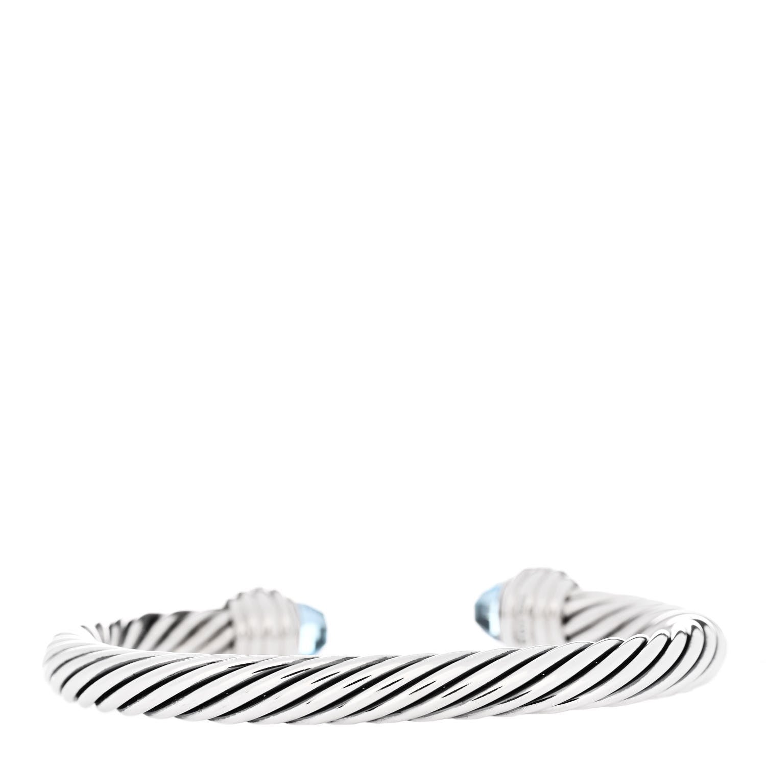 David Yurman Sterling Silver Blue Topaz Diamond 7mm Cable Classics Bracelet 2 of 3