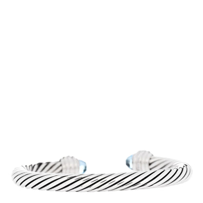 David Yurman Sterling Silver Blue Topaz Diamond 7mm Cable Classics Bracelet 2 of 3