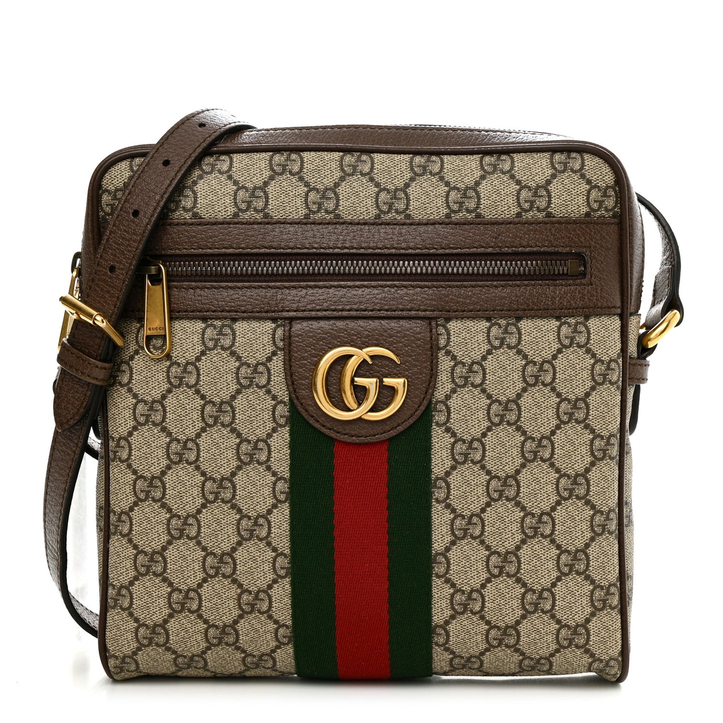 GG Supreme Monogram Web Small Ophidia Messenger Bag Brown