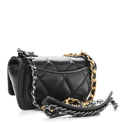 Chanel Goatskin Quilted Chanel 19 Glasses Case With Chain Black 3 of 11