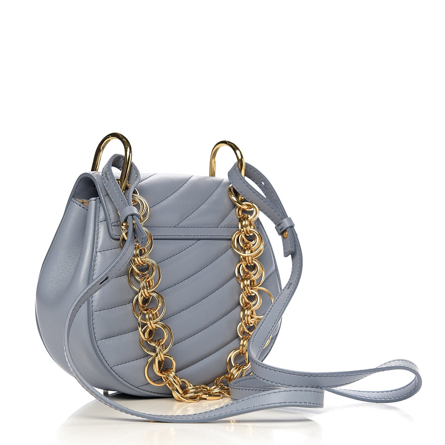 Calfskin Quilted Mini Drew Bijou Shoulder Bag Washed Blue
