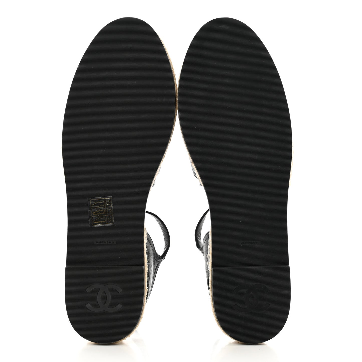 Lambskin Cap Toe CC Espadrilles Sandals 41 Black