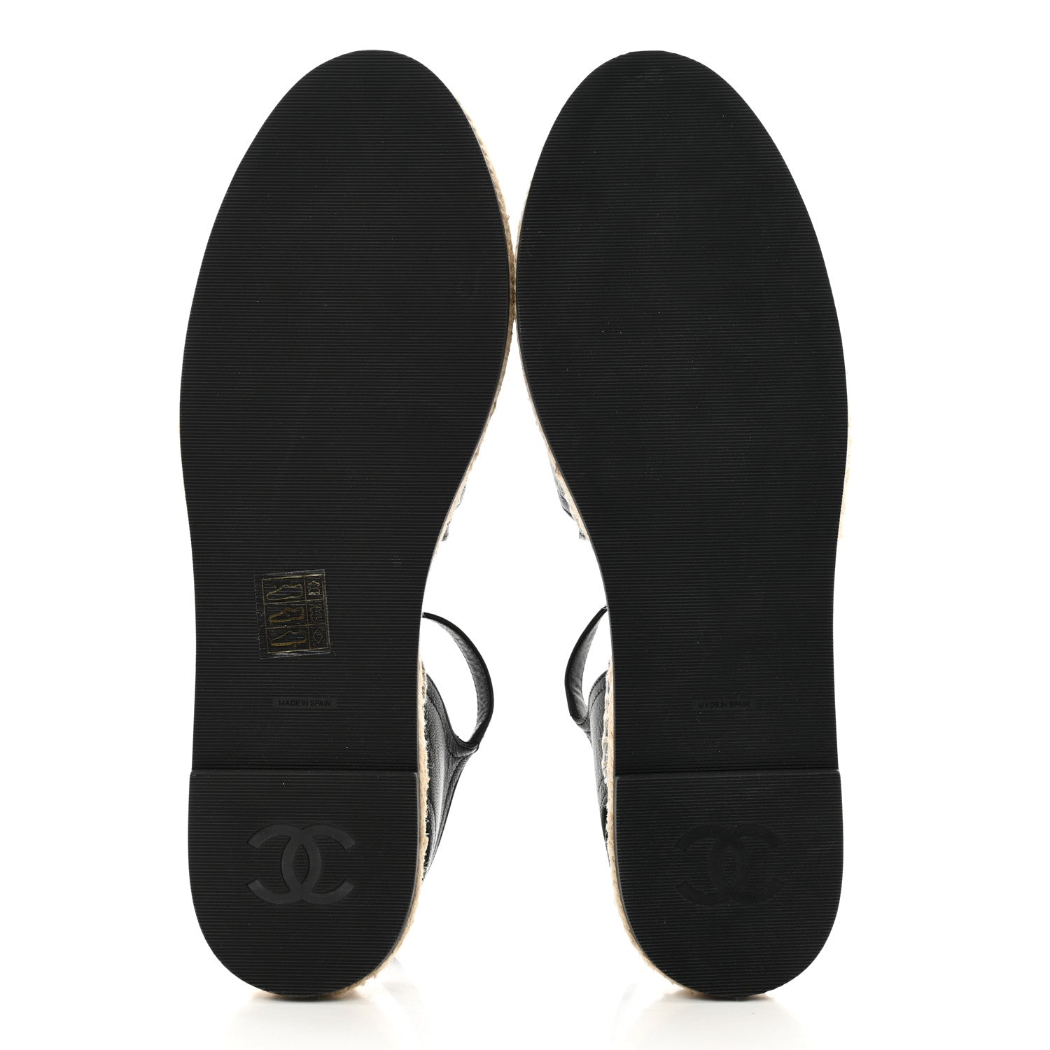 Chanel Lambskin Cap Toe CC Espadrilles Sandals 41 Black 5 of 9