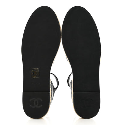 Chanel Lambskin Cap Toe CC Espadrilles Sandals 41 Black 5 of 9