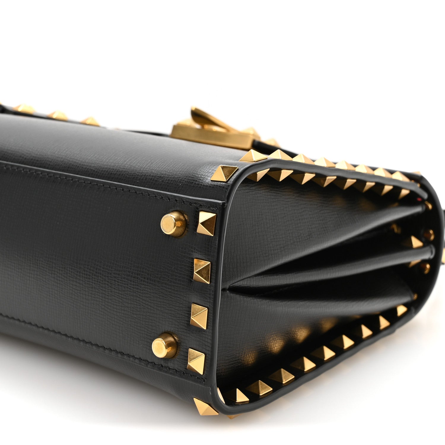 Valentino Garavani Grainy Calfskin Small Rockstud Alcove Top-Handle Flap Bag Black 9 of 10