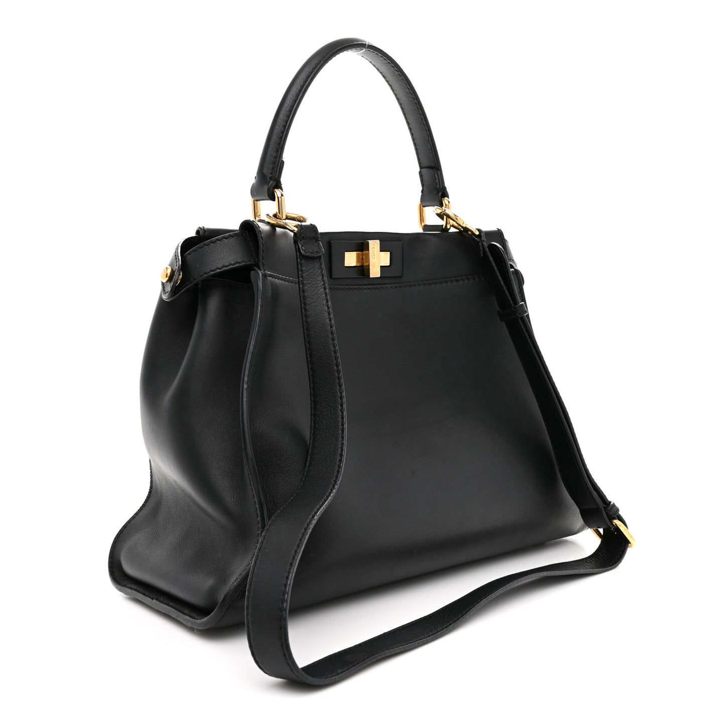 Vitello Seta Shiny Nappa Medium Peekaboo Iconic Satchel Black