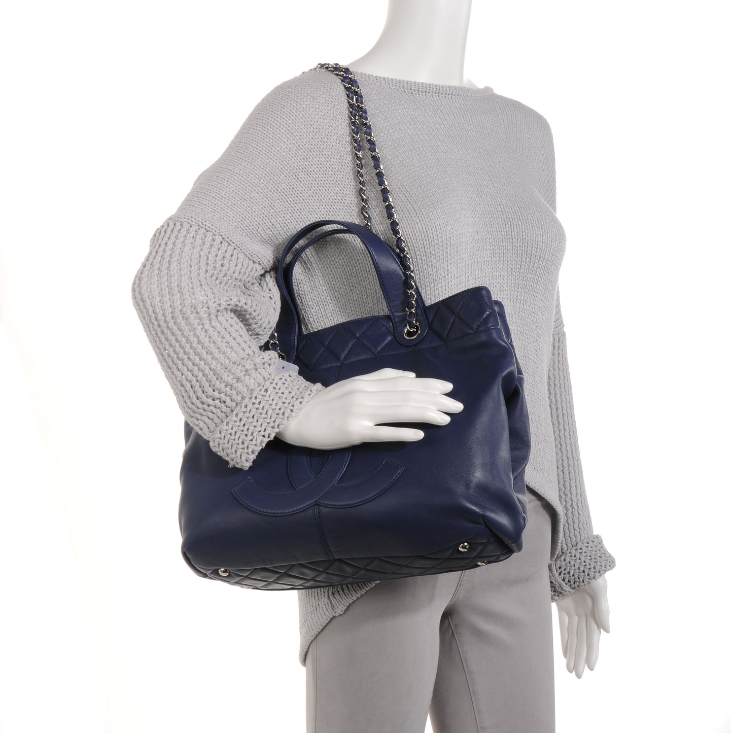 Calfskin Trianon Large Tote Blue