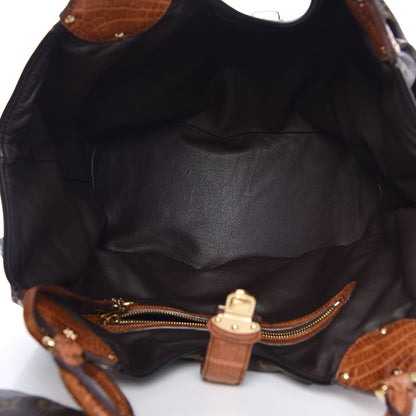 Louis Vuitton Monogram Mahina XL Crocodile Trim Tote 6 of 8