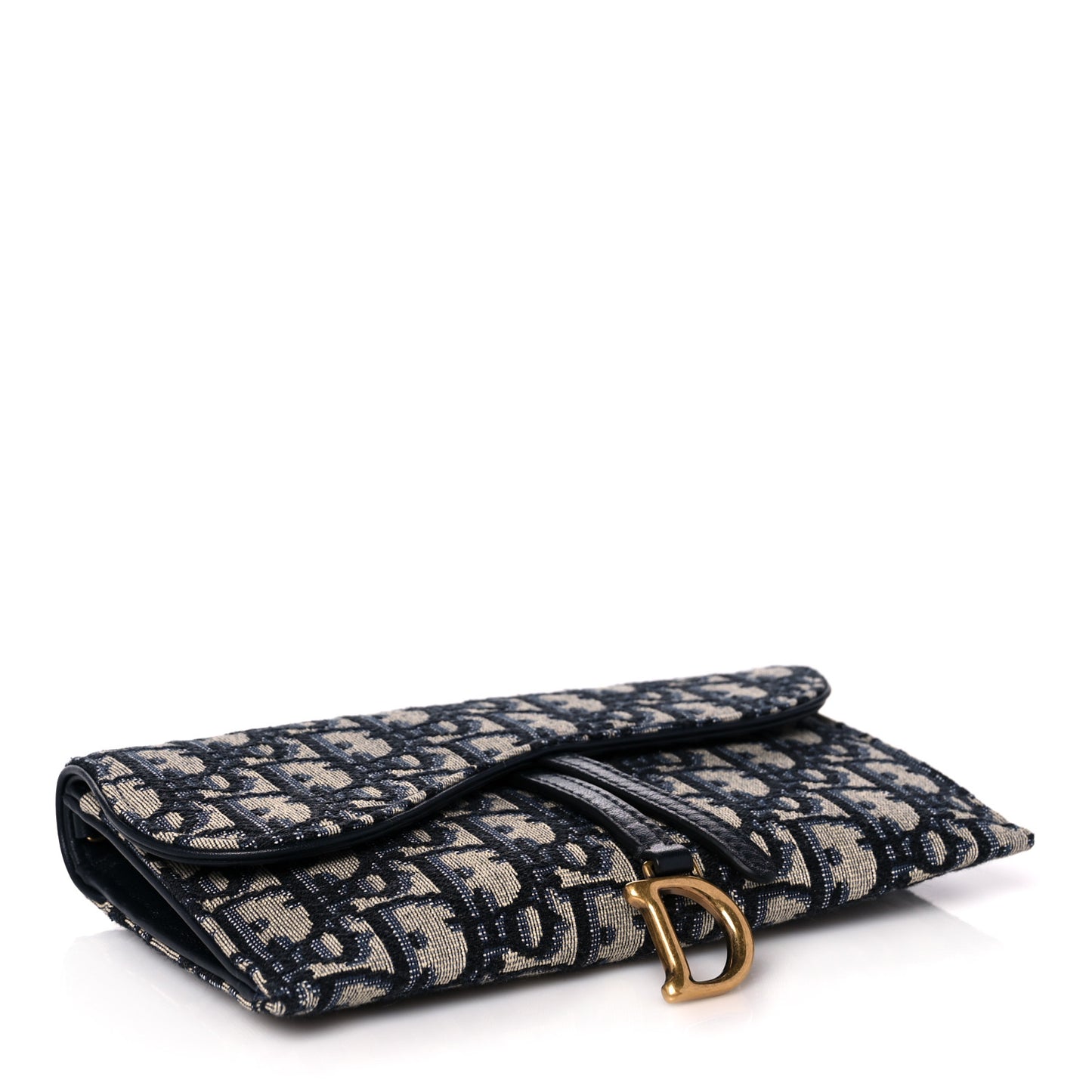 Oblique Saddle Chain Long Wallet Blue