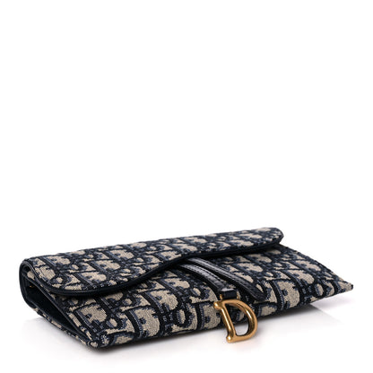 Christian Dior Oblique Saddle Chain Long Wallet Blue 3 of 12
