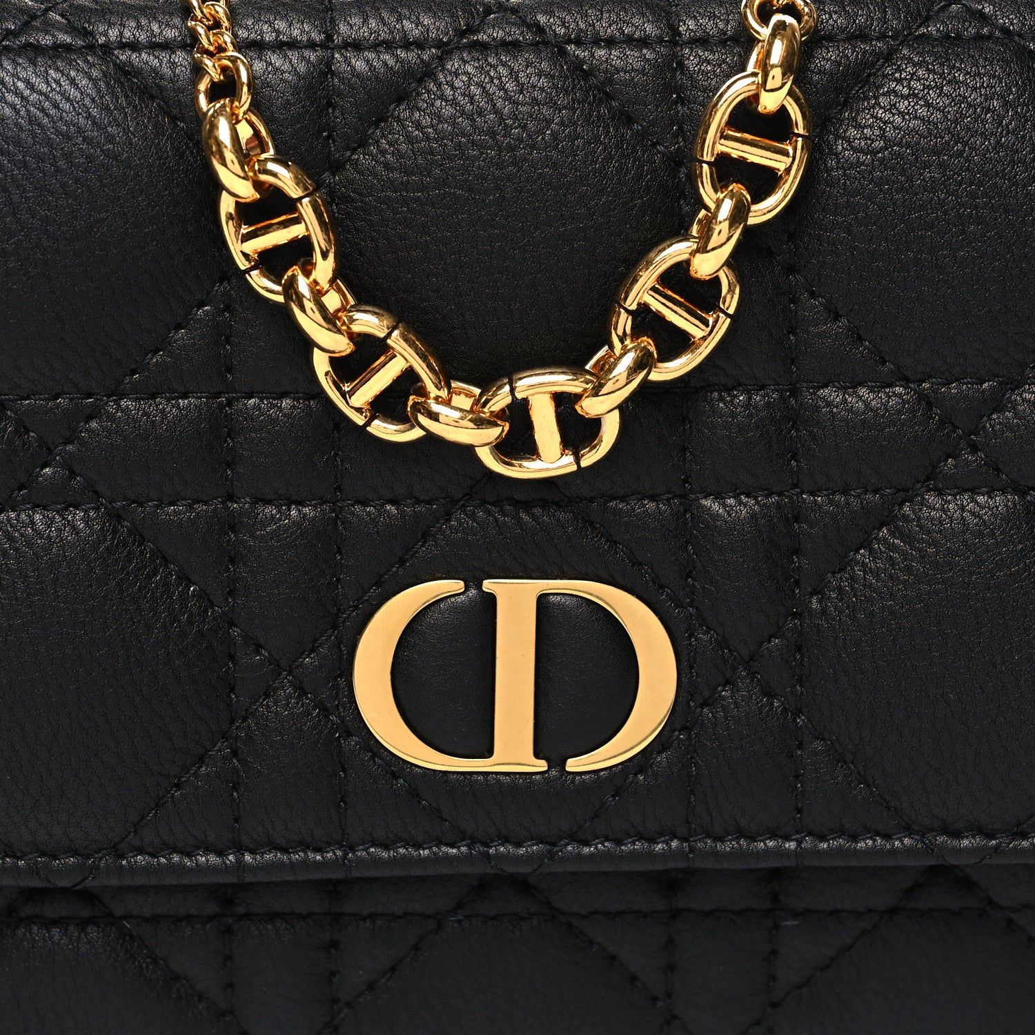 Christian Dior Supple Calfskin Cannage Caro Pouch with Chain Black 8 of 10