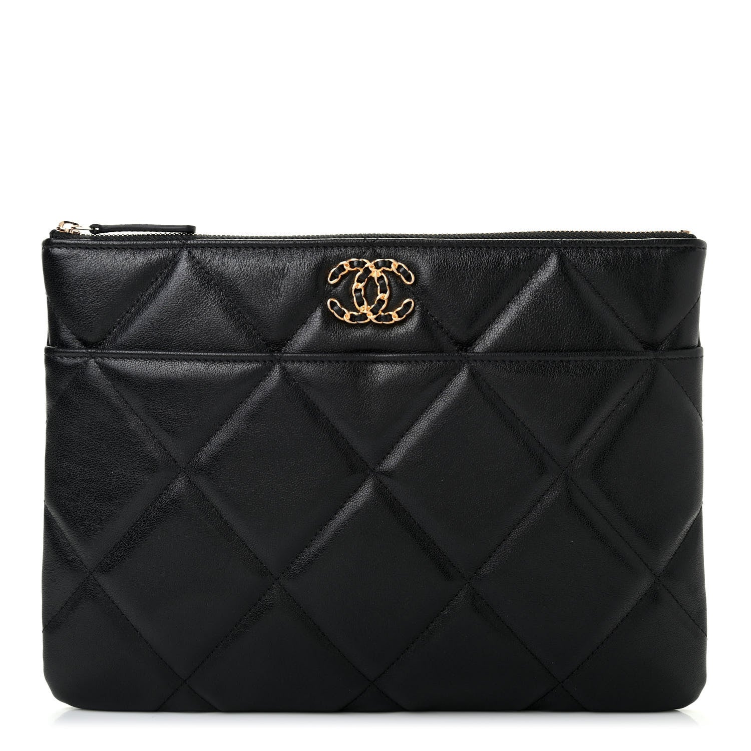 Chanel Goatskin Quilted Chanel 19 Pouch Black 1 of 7