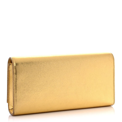 Saint Laurent Metallic Textured Calfskin Classic Monogram Cassandre Clutch Gold 3 of 11
