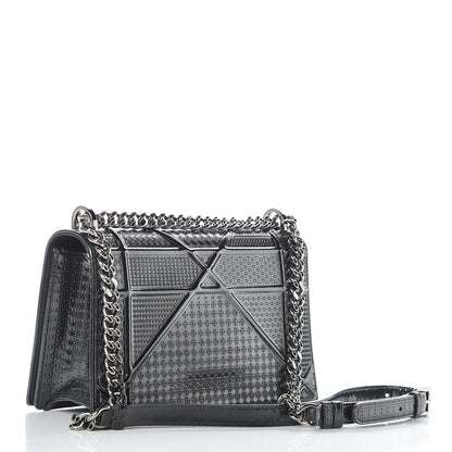Christian Dior Metallic Patent Micro-Cannage Medium Diorama Flap Bag Graphite 3 of 14
