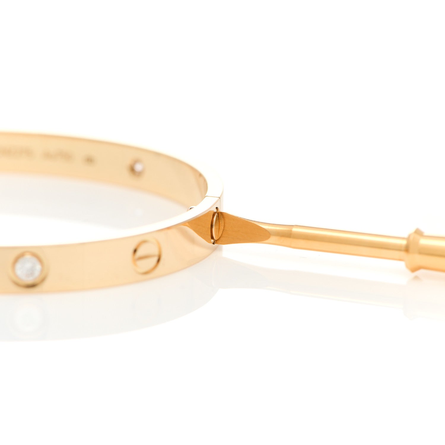 Cartier 18K Yellow Gold 4 Diamond LOVE Bracelet 17 5 of 6