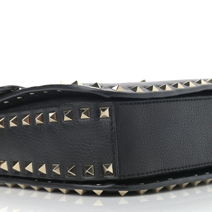 Valentino Garavani Pebbled Calfskin Medium Rockstud Flap Saddle Bag Black 5 of 12