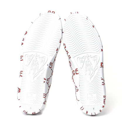 Gucci Calfskin GucciGhost Print Mens Ace Sneakers 8 White Hibiscus Red 5 of 11