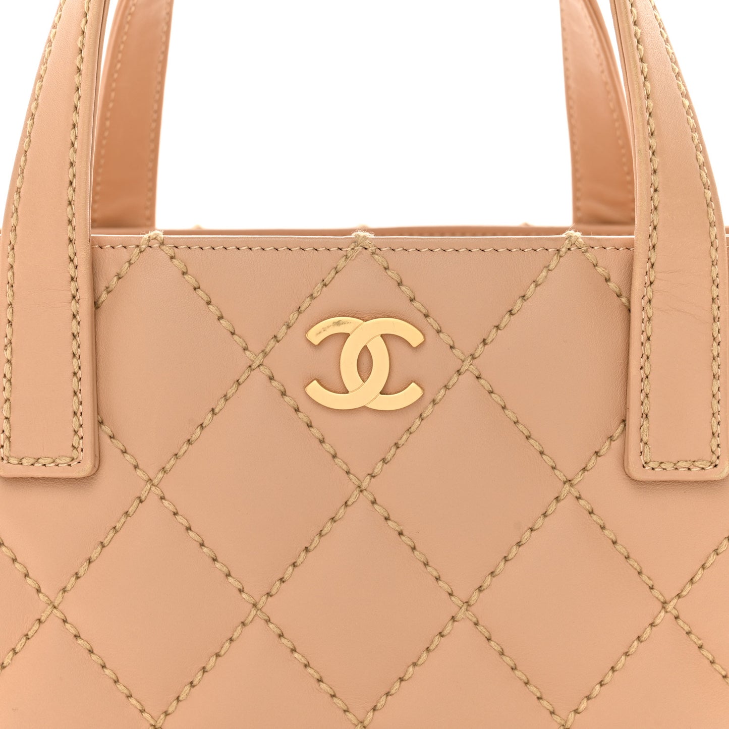 Calfskin Wild Stitch Small Tote Beige