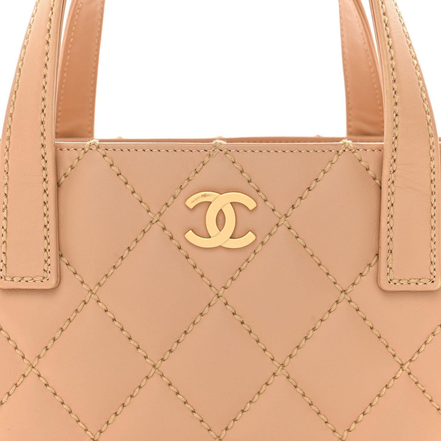 Chanel Calfskin Wild Stitch Small Tote Beige 8 of 16