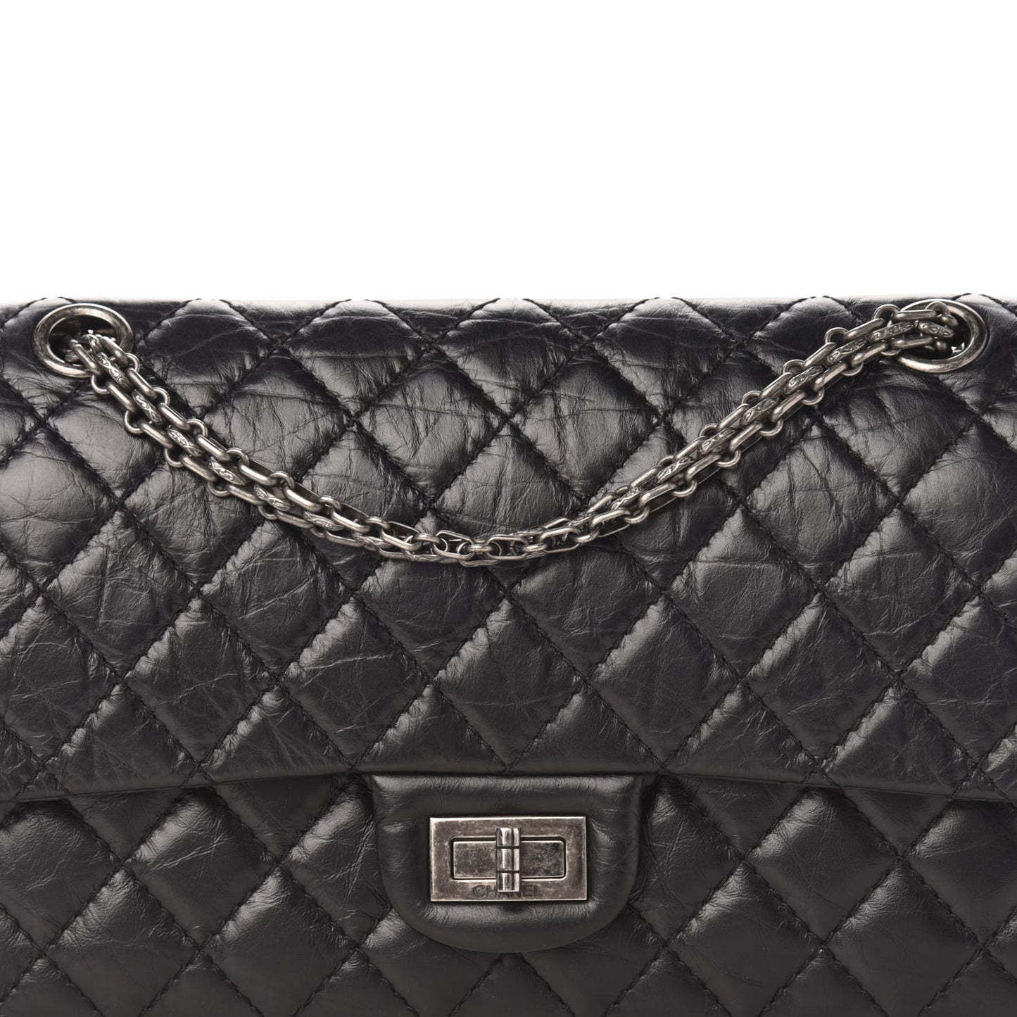 Aged Calfskin Quilted 2.55 Reissue 225 Flap Black