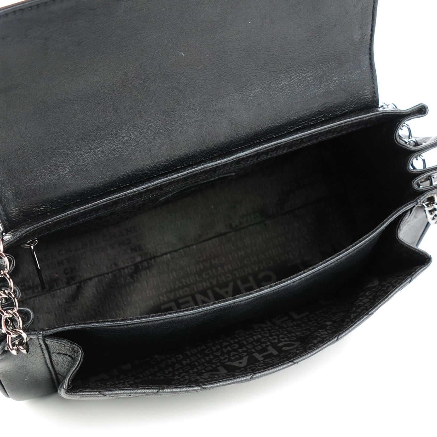 Calfskin Quilted Accordion Flap Black