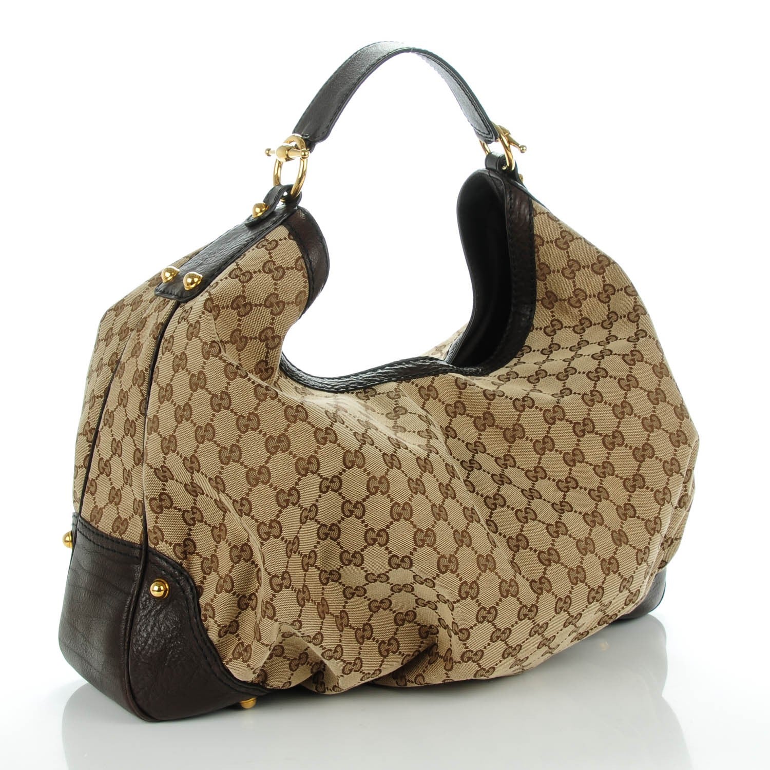 Gucci Monogram Large Jockey Hobo Dark Brown 3 of 7