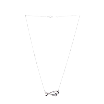 Tiffany 18K White Gold Mini Diamond Bow Pendant Necklace 3 of 7