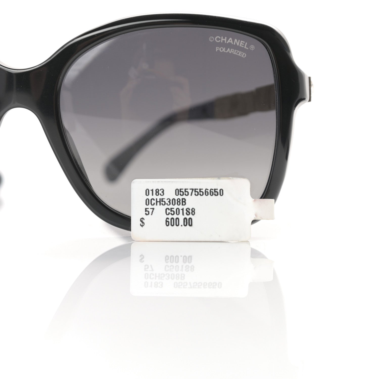 Chanel Crystal Baguette Polarized Square Sunglasses 5308-B Black 8 of 8