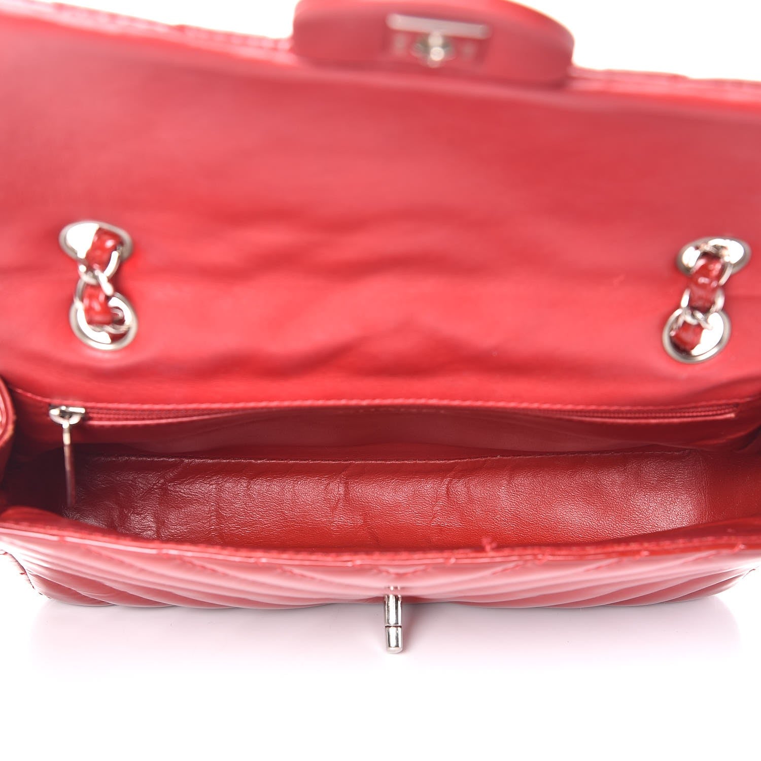 Chanel Patent Chevron Quilted Medium Single Flap Red 5 of 13