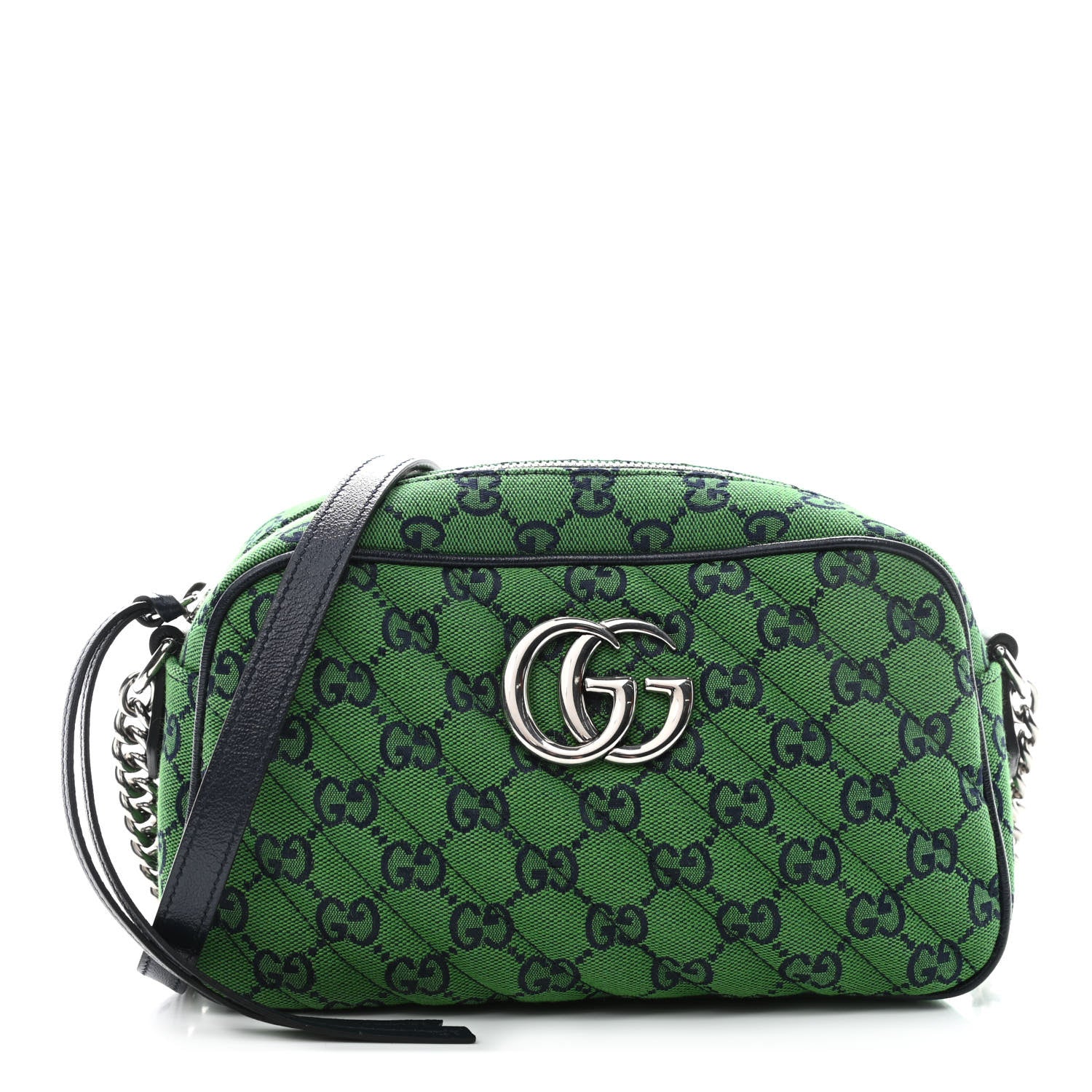 Gucci Monogram Multicolor Matelasse Diagonal Small GG Marmont Chain Shoulder Bag Green Blue 1 of 4