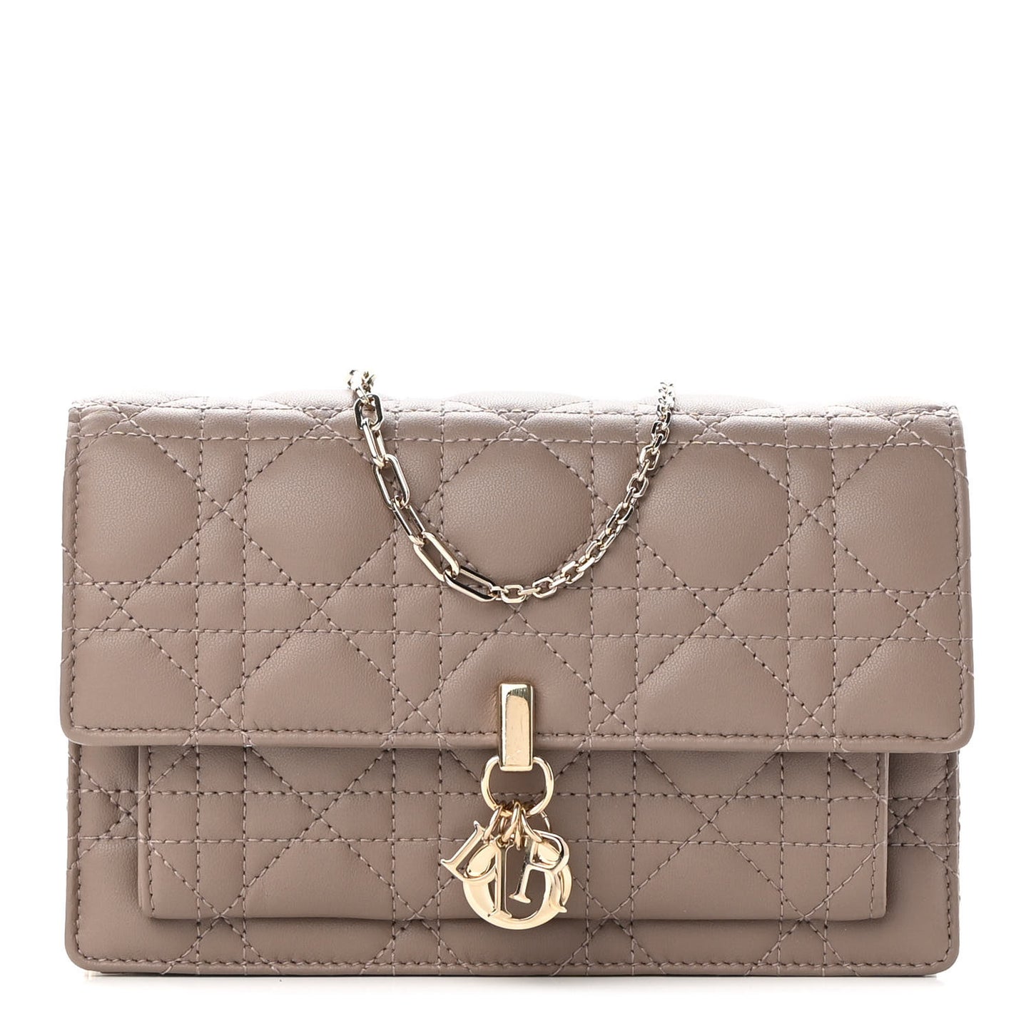 Lambskin Chain Lady Dior Chain Pouch Hazelnut