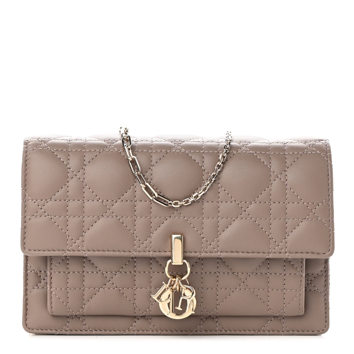 Christian Dior Lambskin Chain Lady Dior Chain Pouch Hazelnut 1 of 9