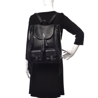 Saint Laurent Calfskin Fringe Festival Backpack Black 2 of 10