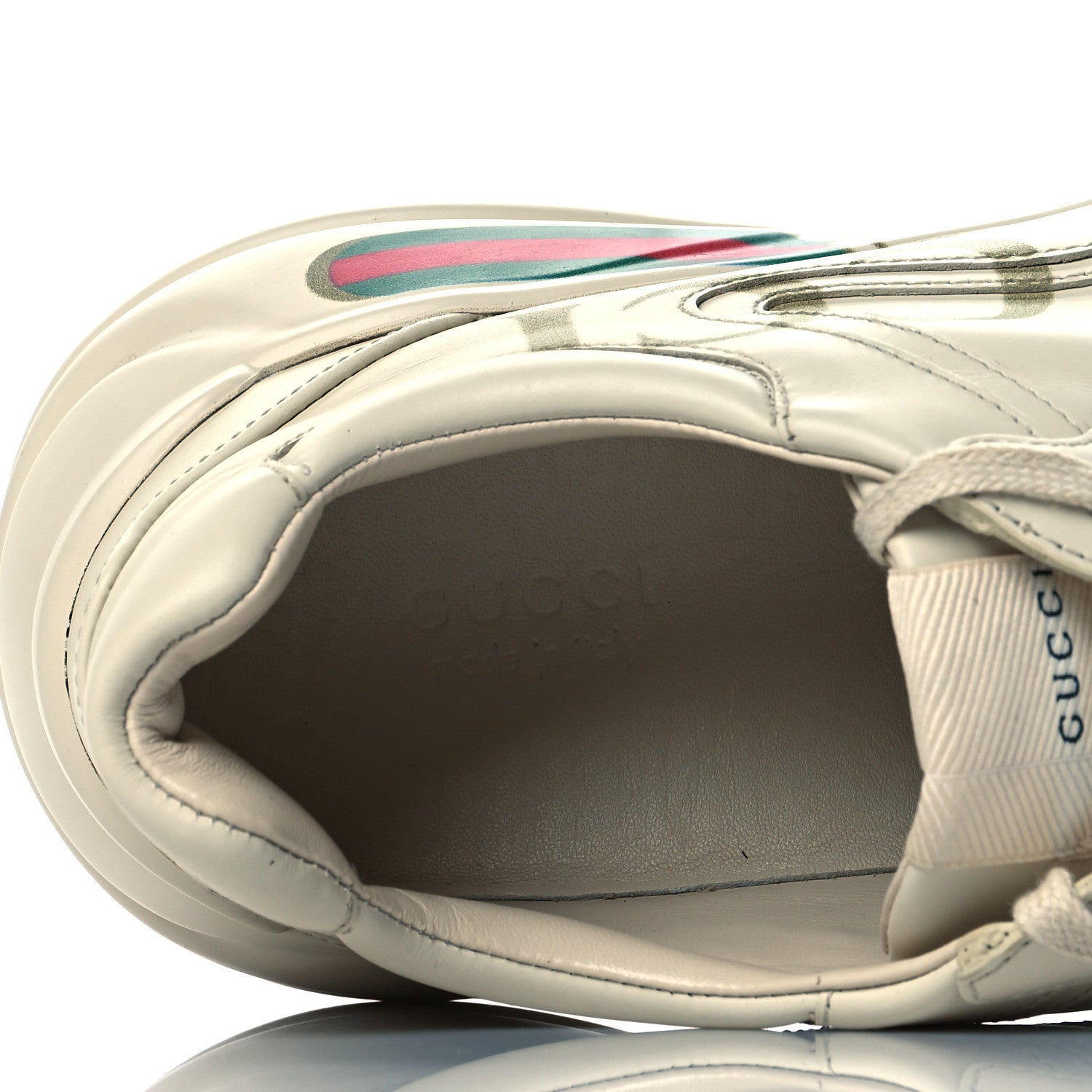 Gucci Calfskin Logo Womens Rhyton Sneakers 41.5 Ivory 7 of 8