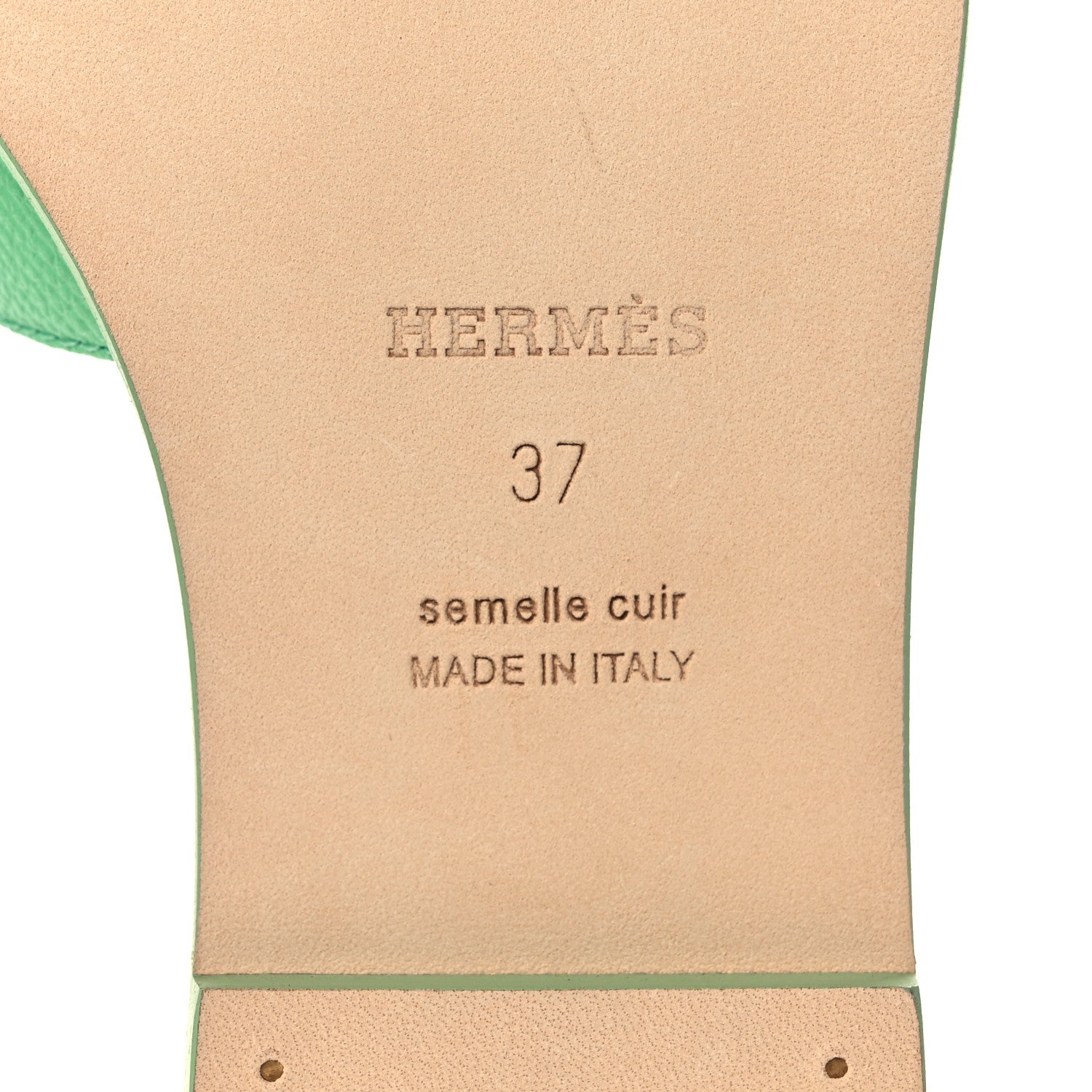 Hermes Epsom Oran Sandals 37 Vert Pomme 6 of 9