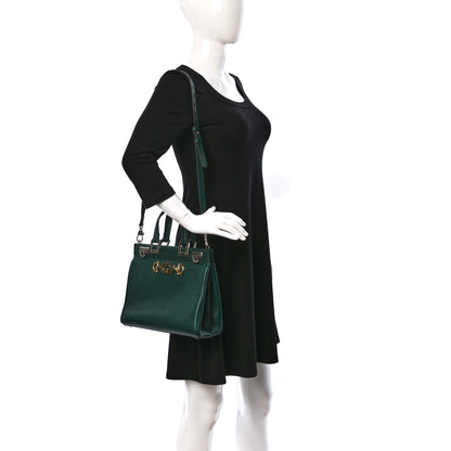 Gucci Grainy Calfskin Small Zumi Top Handle Bag Vintage Green 2 of 17