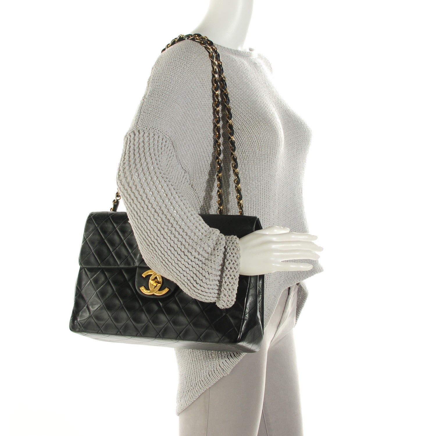 Chanel Lambskin Quilted XL Jumbo Single Flap Black 3 of 10