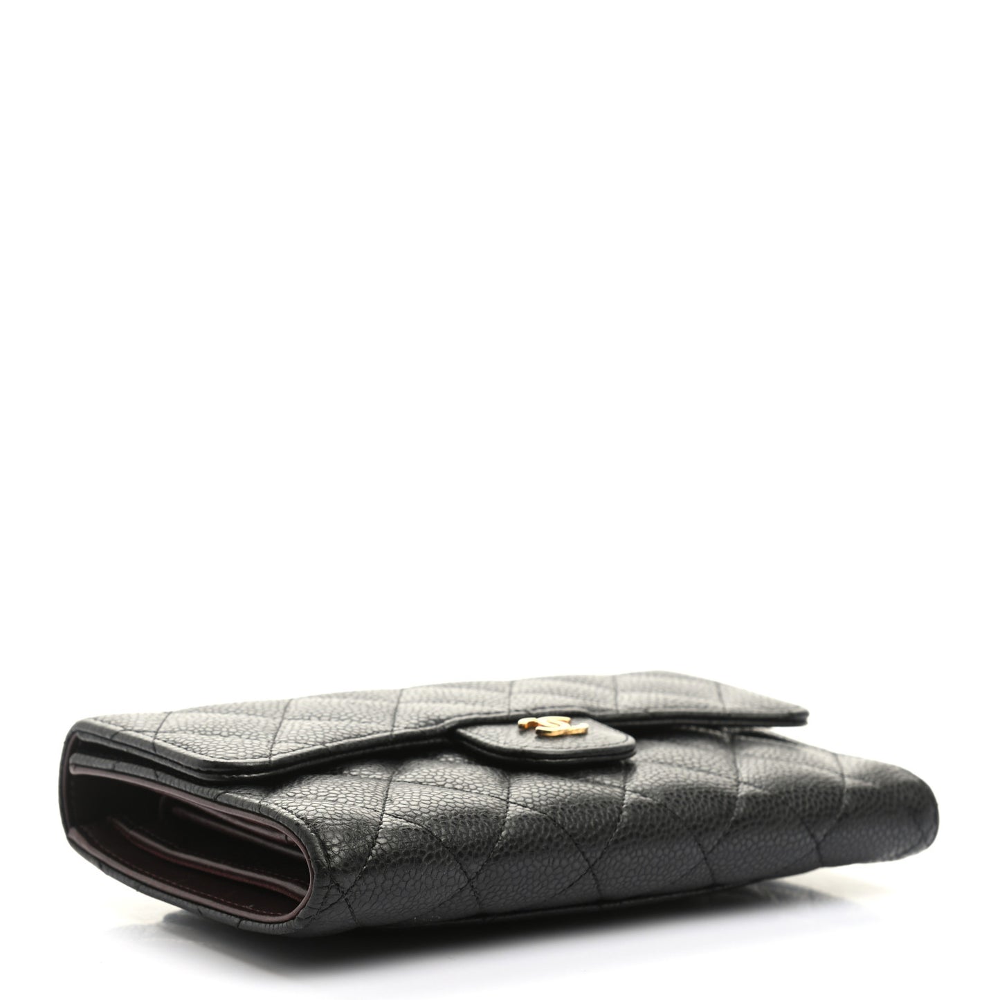 Caviar Quilted Large Flap Wallet Black