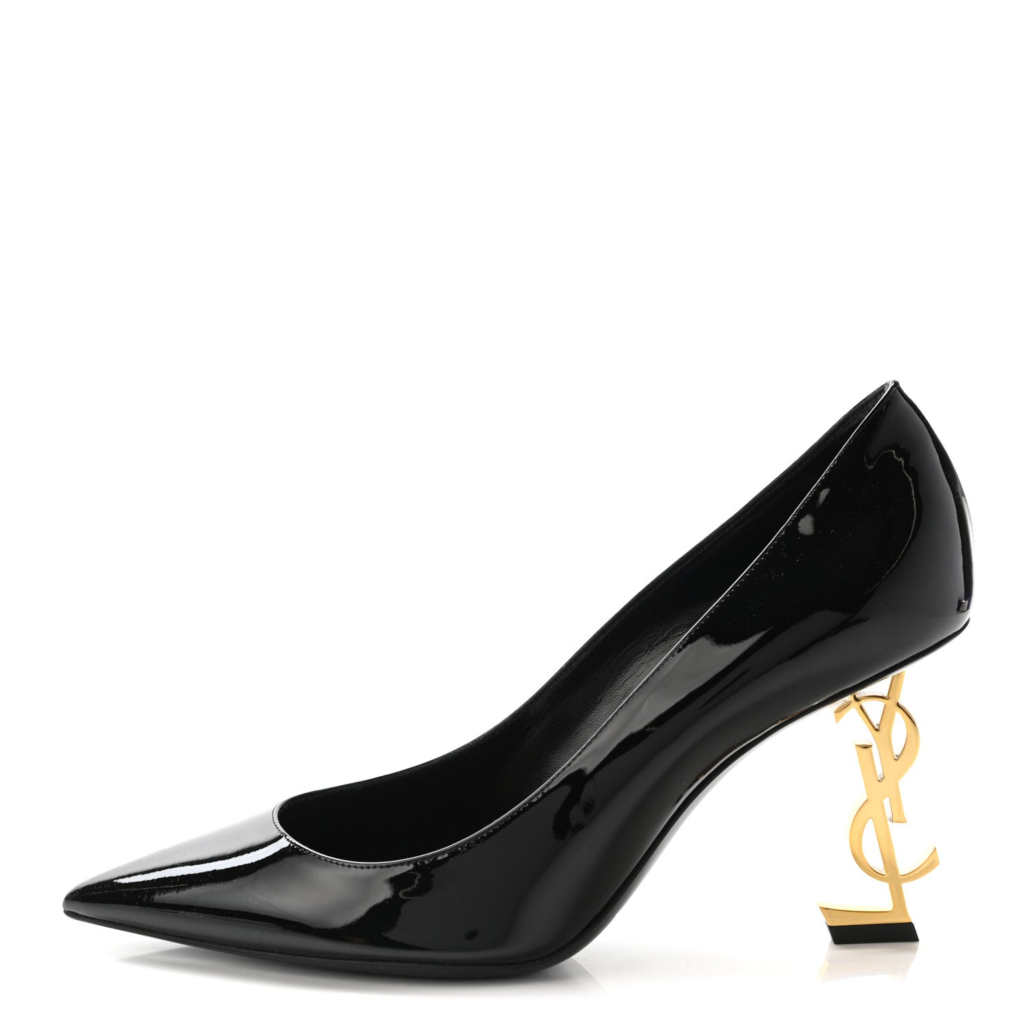 Saint Laurent Patent Calfskin Opyum 85 Pumps 39.5 Black Gold 1 of 8
