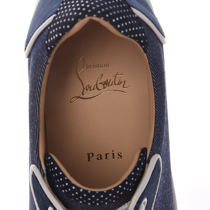 Christian Louboutin Denim Velours Spikes Vieira Flat Sneakers 38 Navy Latte 8 of 9