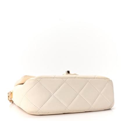 Chanel Shiny Lambskin Quilted Pearl Twist Mini Square Flap White 7 of 19