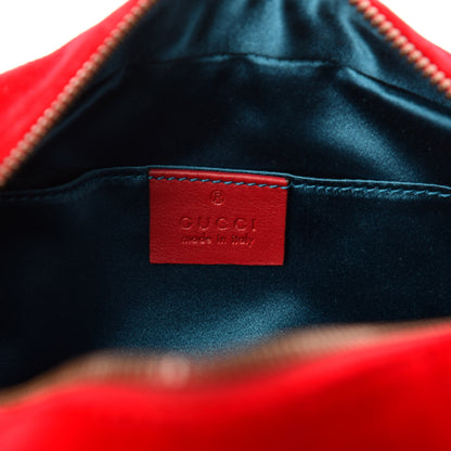 Gucci Velvet Matelasse Small GG Marmont Chain Shoulder Bag Hibiscus Red 8 of 11