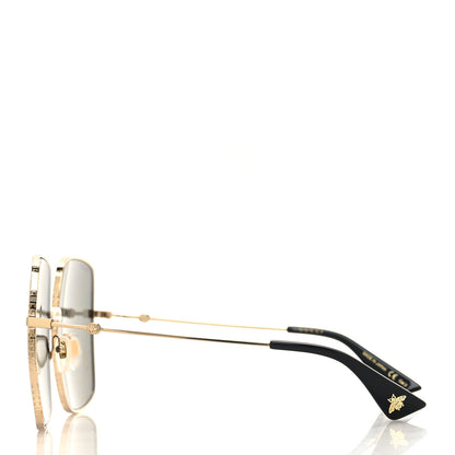 Gucci Metal Rectangular Frame Sunglasses GG0414S Gold Multicolor 3 of 7