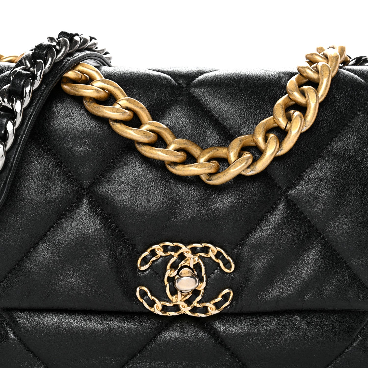 Chanel Goatskin Quilted Large Chanel 19 Flap Black 8 of 12