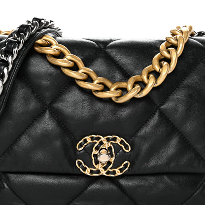 Chanel Goatskin Quilted Large Chanel 19 Flap Black 8 of 12