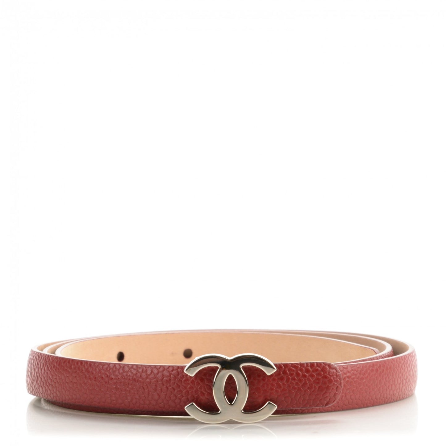 Caviar CC Logo Skinny Belt 95 38 Dark Red